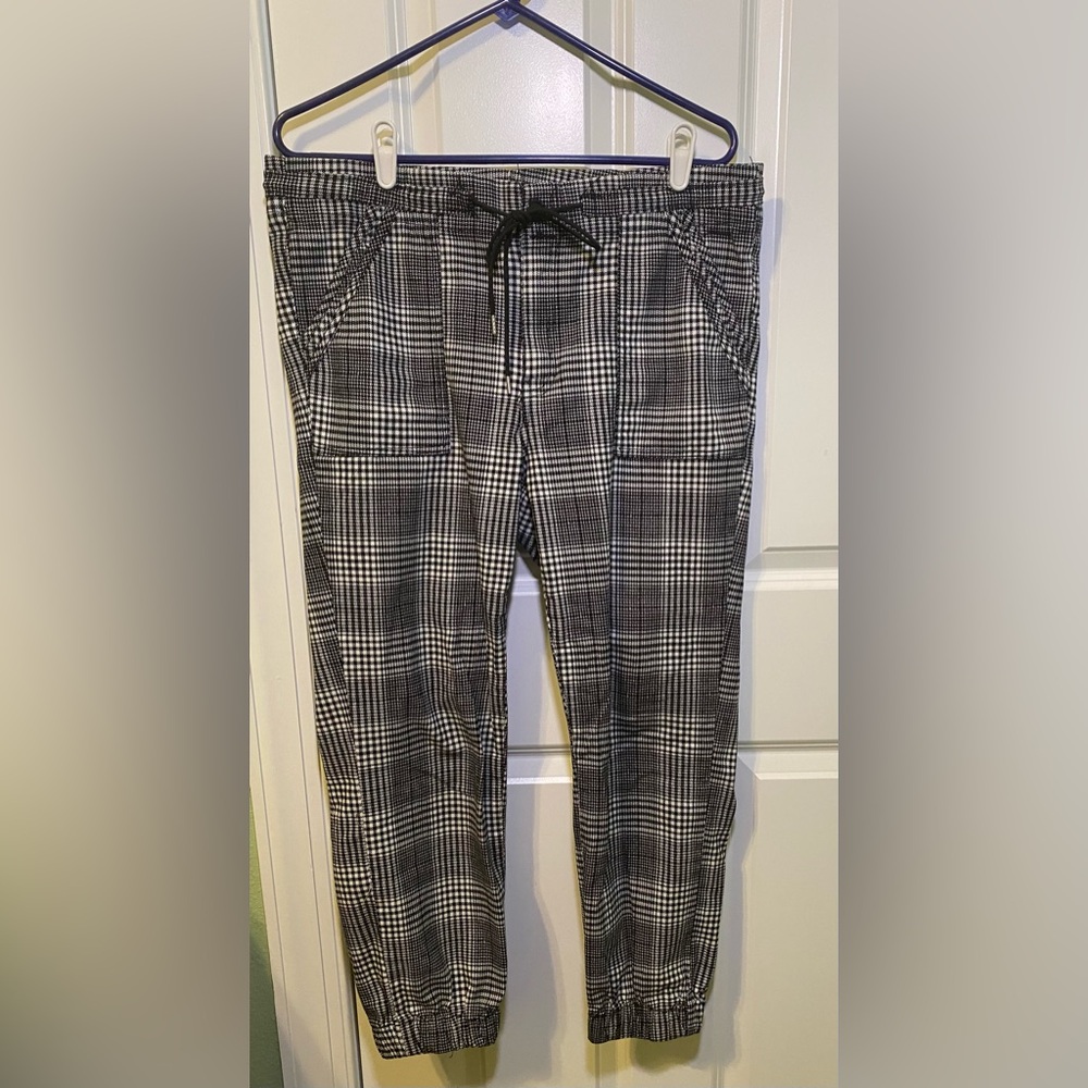 Black and White Plaid Jogger Track Pants